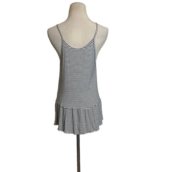 American Eagle Ribbed Striped Ruffle Tank Top Cami Size Medium - Picture 2 of 10